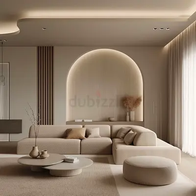 Modern Minimalist Sectional Sofa Set with Matching Ottoman