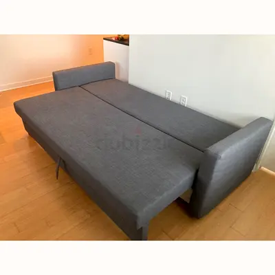 Grey Convertible Sofa Bed - Compact Modern Design