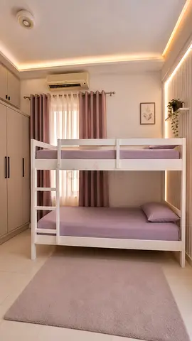 White Wooden Bunk Bed - Twin over Twin, Solid Frame with two mattress