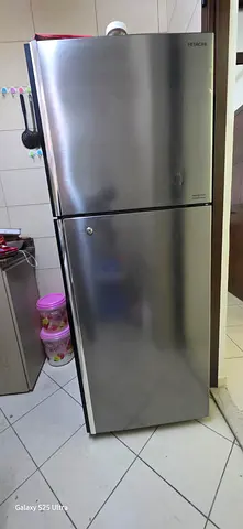 Hitachi Stainless Steel Double-Door Fridge - Good Working Condition