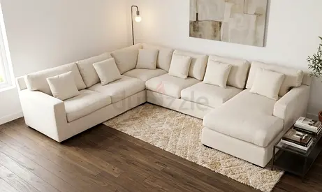 Crate and barrel beige color Ushape sofa for sale