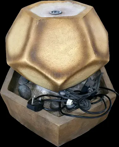 Gold Geometric Tabletop Water Fountain - Electric