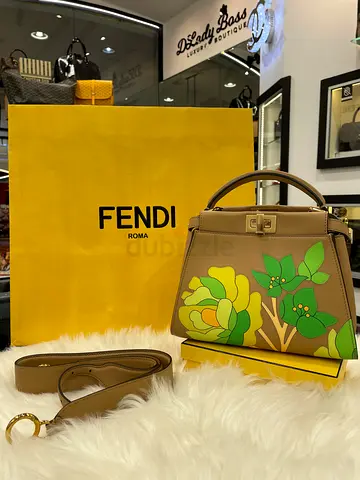 Fendi Beige Floral Mini Peekaboo Top Handle Bag (Authentic/New)