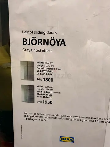 ***ONLY DOORS*** أبواب  BJORNOYA DOORS (200x236) and 2x BJORNOYA 4 panels tinted glass (100x236)