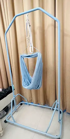 Baby hammock swing with stand - light blue, gently used