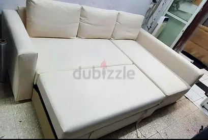 Beige 3-Seater Sofa Bed with Storage - Good Condition