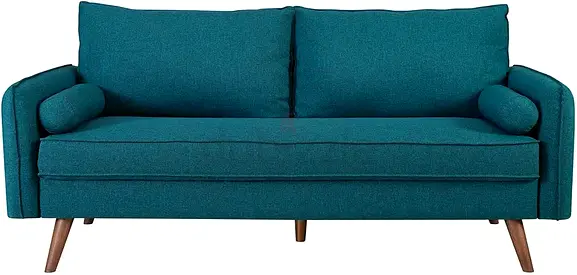 Teal velvet 3 seater cushioned back sofa