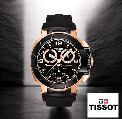 Tissot PRC 200 Mens Chronograph Watch - Black  Rose Gold, Rubber Strap