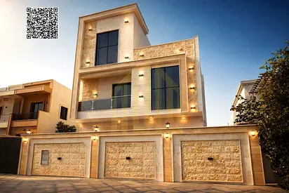 فيلا فاخرة للبيع في العامرة – عجمان | 6 غرف ماستر +مصعد+ روف + مسبح | شامل رسوم التسجيل | تمويل عقاري