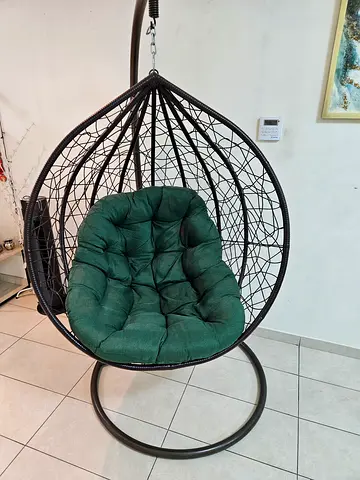 Hanging Egg Chair with Stand and Cushioned Seat - Good Condition