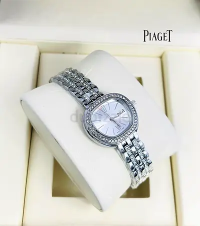 Piaget Ladies Stainless Steel Diamond Bezel Watch - Elegant Silver Dial