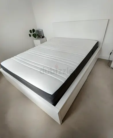 Ikea Queen White Malm bed frame with Ikea Queen mattress