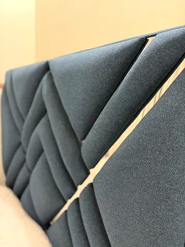 Modern Navy Blue Single Bed Set (2 Beds) with Premium Upholstered Headboard