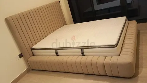 Headboard Designe Queen size fully customisable bedframe in soft Fabric storage can be installed