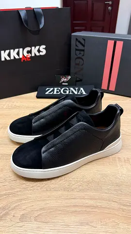 Zegna Triple-Stitch Suede and leather Sneakers ‘Black/White’