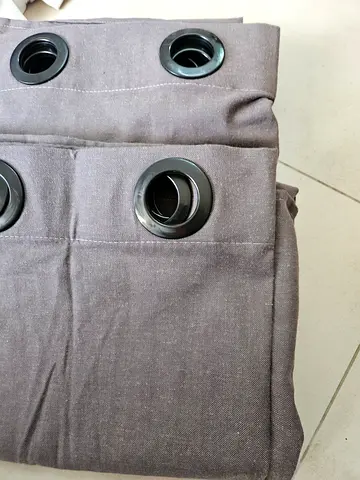 Brown Eyelet Curtains Pair - Ready to Hang