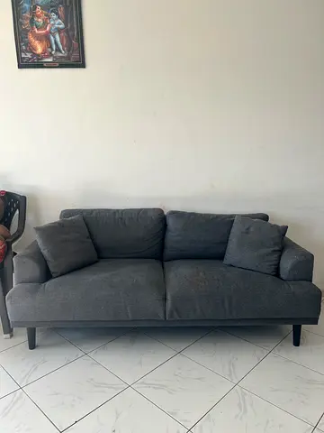 Grey 3-seater fabric sofa in good condition with 2 seater