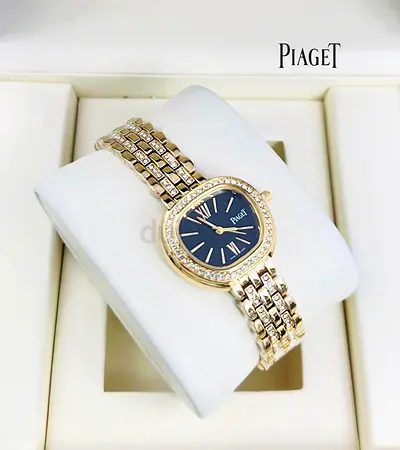 Piaget womens gold-tone diamond bezel watch with black dial