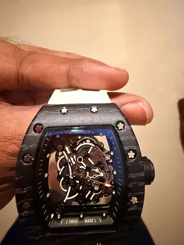 Skeleton Dial Mens Sport Watch with White Strap (Swiss Made)