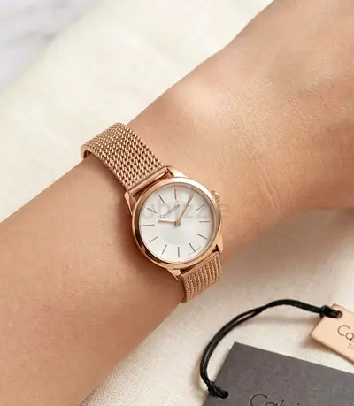 Calvin Klein Rose Gold Mesh Womens Watch