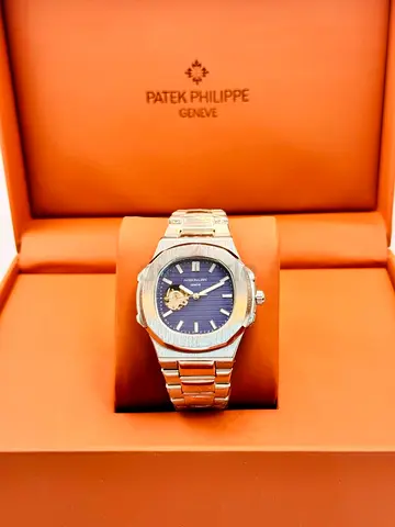 Patek Philippe Nautilus mens watch - stainless steel, blue dial