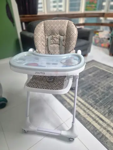 Juniors adjustable baby high chair with tray — good condition