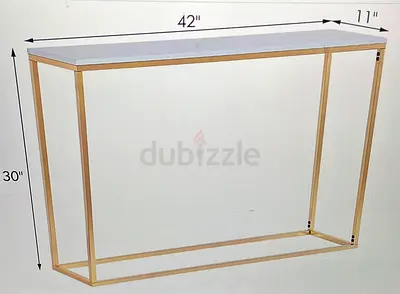 Modern Gold Finish Console Table with White Top Easily You can separate all the parts (DIFC DUBAI)