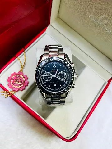 Omega Speedmaster-style Mens Chronograph Stainless Steel Watch
