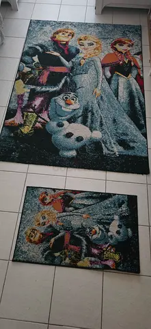 Set of 2 Frozen-themed Area Rugs (Large + Small) - Good Condition