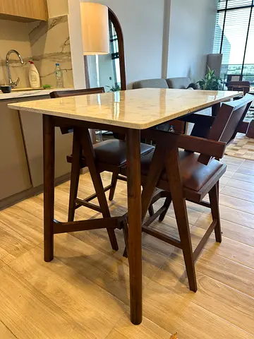 Walnut Kitchen Dining Set with High Chairs