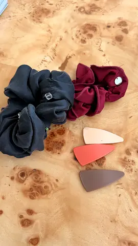 Set of 2 silk scrunchies and 3 matte hair clips