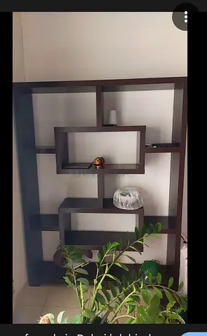 UNIQUE SHAPE SHELF Dark wood  display shelf - good condition
