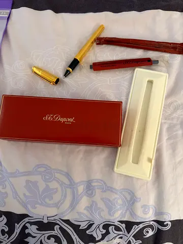 Authentic S.T. Dupont Gold Rollerball Pen with Original Box