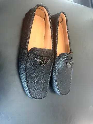Black Armani Mens Leather Loafers - Size 43