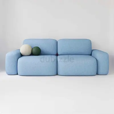 Modern Light Blue 2-Seater Sofa