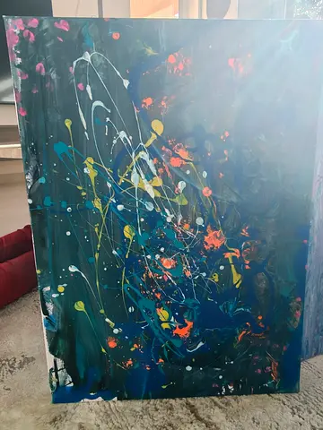 Abstract Drip  Pour Canvas Painting — Large Original Artwork