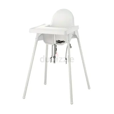 Simple White Baby High Chair with Tray
