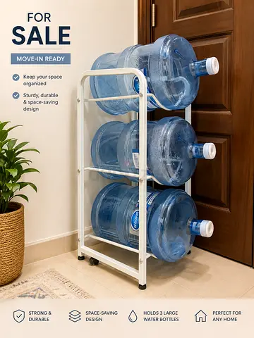 3-Tier Water Bottle Rack with Wheels - Holds 3 Large 19L Jugs