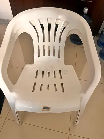 White Plastic Outdoor Armchair - Good Condition