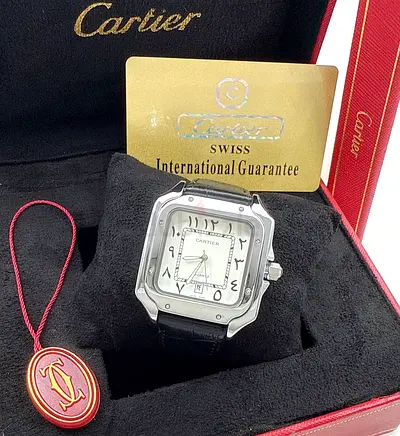 Cartier Santos-style Mens Watch with Original Box and Papers