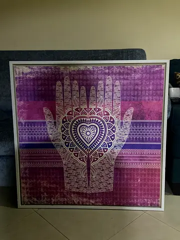 Framed Henna Hand Wall Art – Purple Boho Print ( 2 pieces )