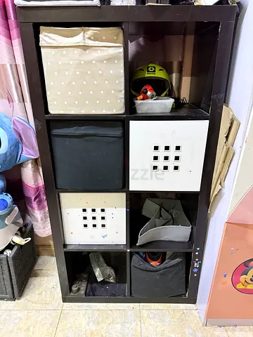 Ikea 8-cubby storage shelf with fabric bins