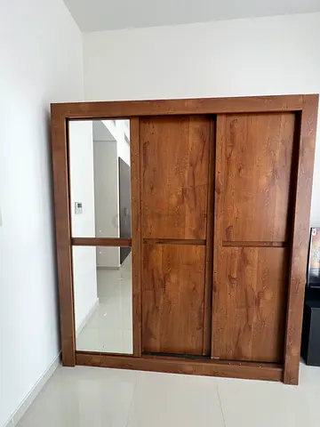 3 Door Sliding Wardrobe with shelves, hanging and mirror