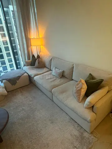 Comfortable 3 Seater Sofa with Ottoman and Cushions