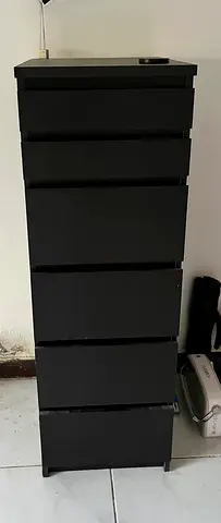 Tall Black 6-Drawer for files Storage Chest - Slim Vertical Dresser