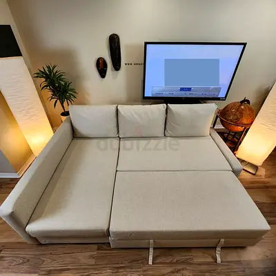 Ikea Beige FRIHETEN corner sofa bed / L-shaped sofa