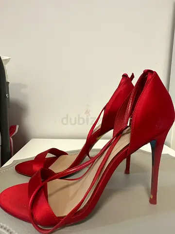 Aldo Red Satin High Heel Slingback Shoes - Good Condition