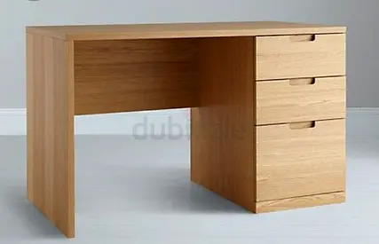 Wooden Office Desk with 3 Drawers - Light Oak Finish