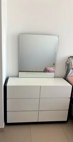 White 6-Drawer Dresser with Mirror - Good Condition