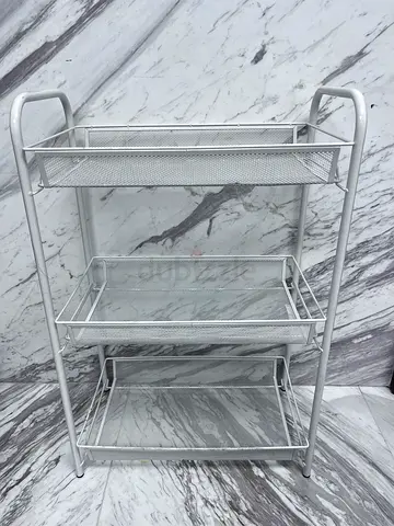 Metal Storage Rack with Three Shelves - White